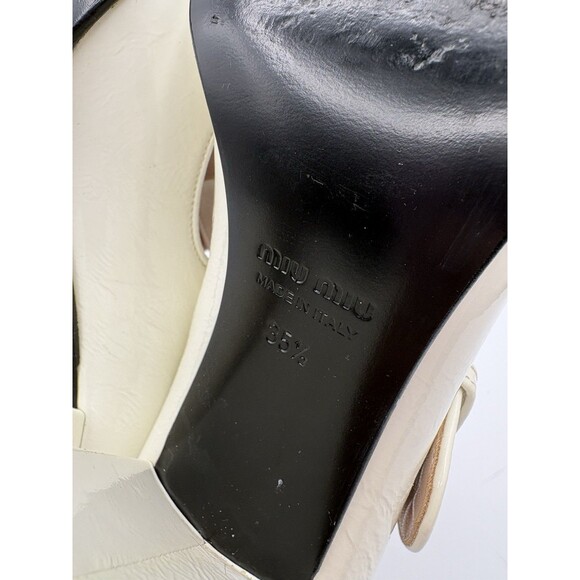 Miu Miu White Patent Leather Mary Jane Heels T-Strap Block Heel Sz EU 35.5 - Picture 13 of 13